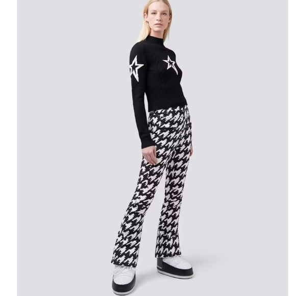 💥 Perfect Moment Aurora Houndstooth Ski Pants High Rise Black White - Picture 13 of 16